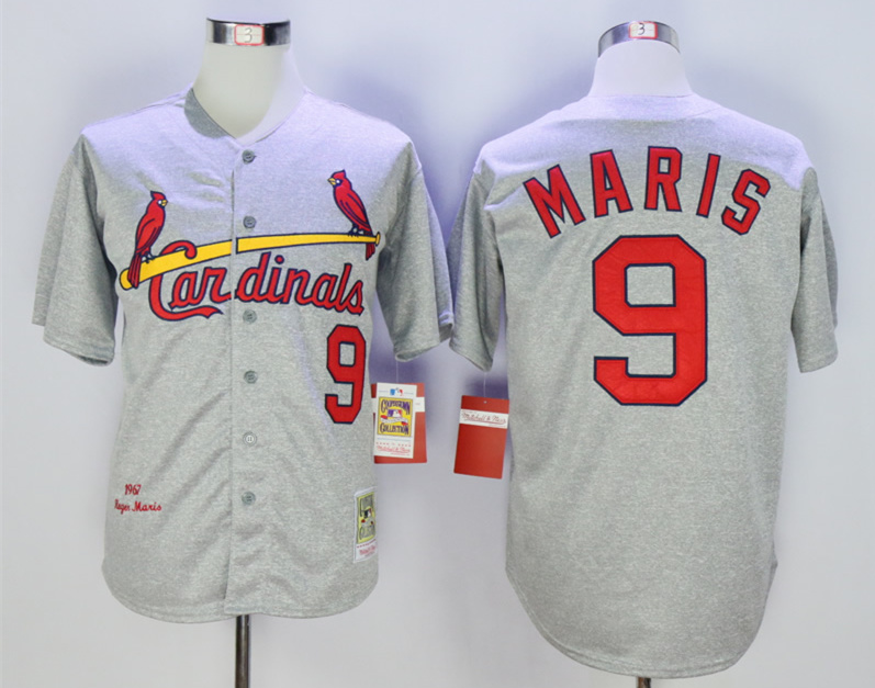 Cardinals 9 Roger Maris Grey 1967 Throwback Jersey
