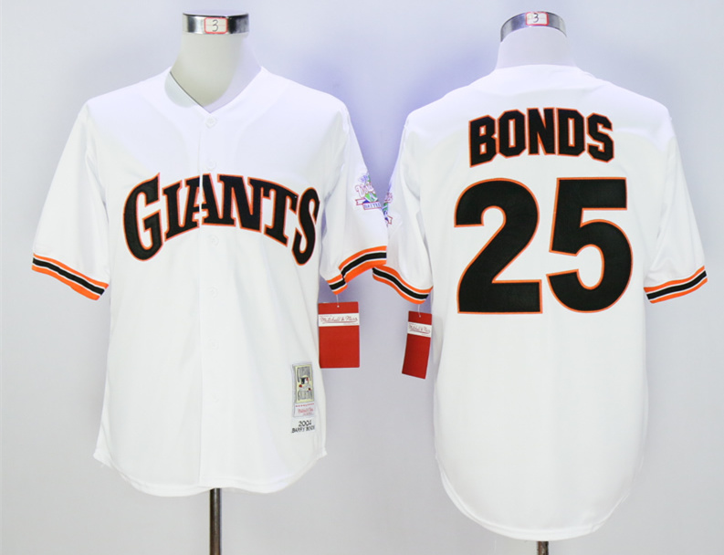 Giants 25 Barry Bonds White 1989 Throwback Jersey