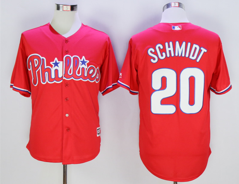 Phillies 20 Mike Schmidt Red New Cool Base Jersey