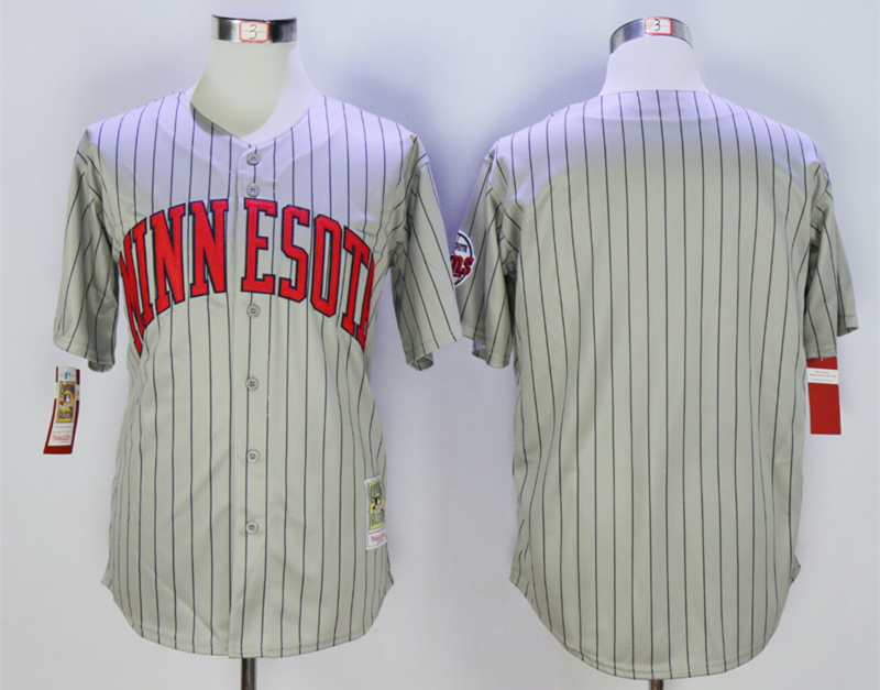 Twins Blank Grey Throwback Jersey - Click Image to Close