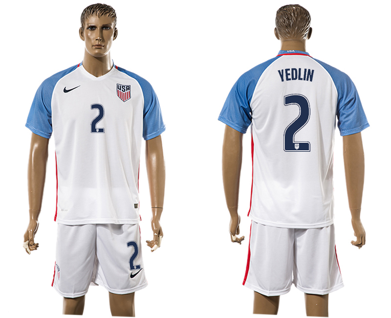 USA 2 YEDLIN Home 2016 Copa America Centenario Soccer Jersey