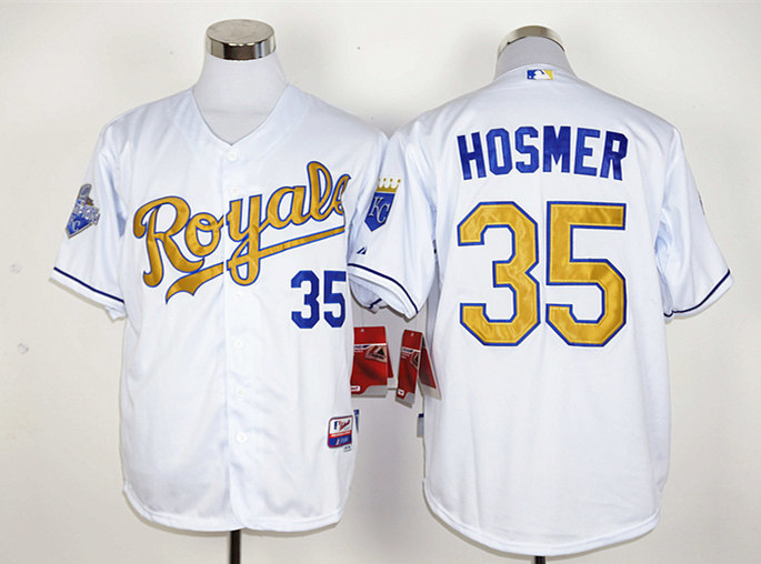 Royals 35 Eric Hosmer White 2015 World Series Champions Cool Base Jersey - Click Image to Close