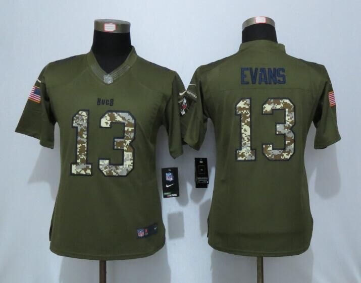 Nike Buccaneers 13 Mike Evans Green Salute To Service Women Limited Jersey