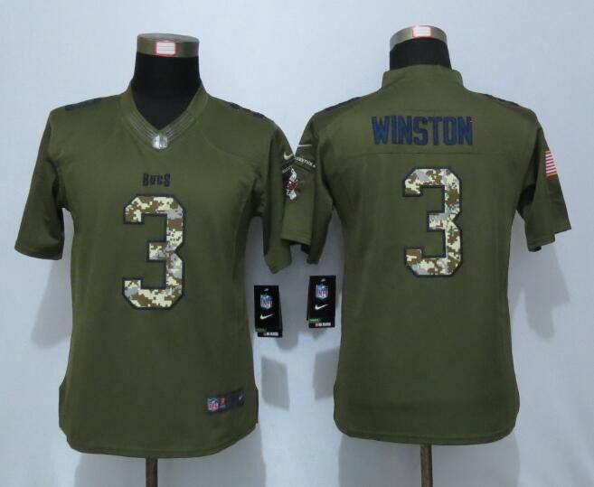 Nike Buccaneers 3 Jameis Winston Green Salute To Service Women Limited Jersey