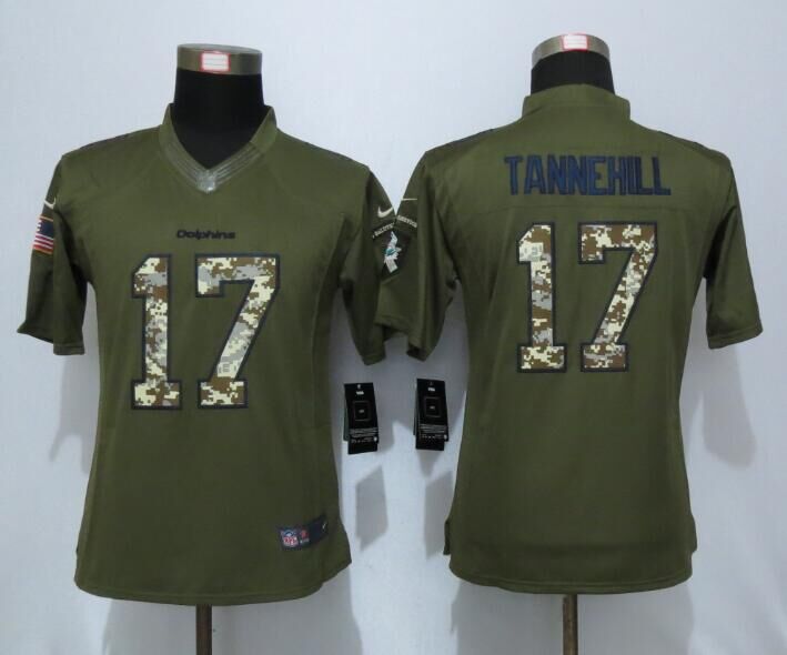 Nike Dolphins 17 Ryan Tannehill Green Salute To Service Women Limited Jersey