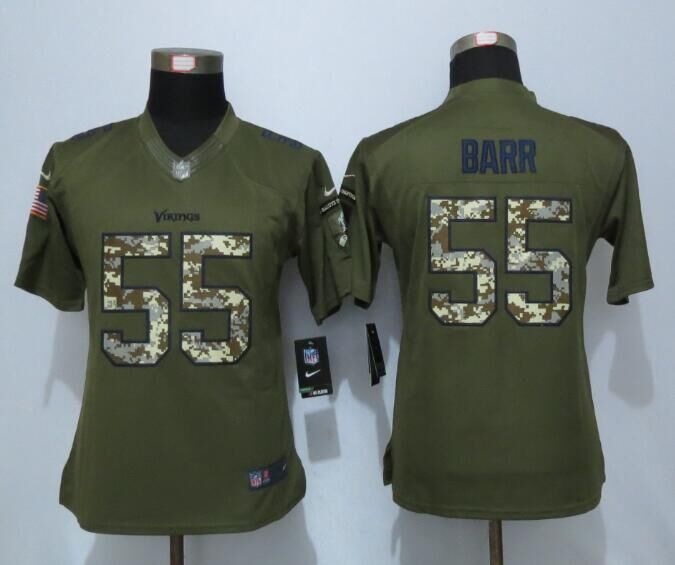 Nike Vikings 55 Anthony Barr Green Salute To Service Women Limited Jersey