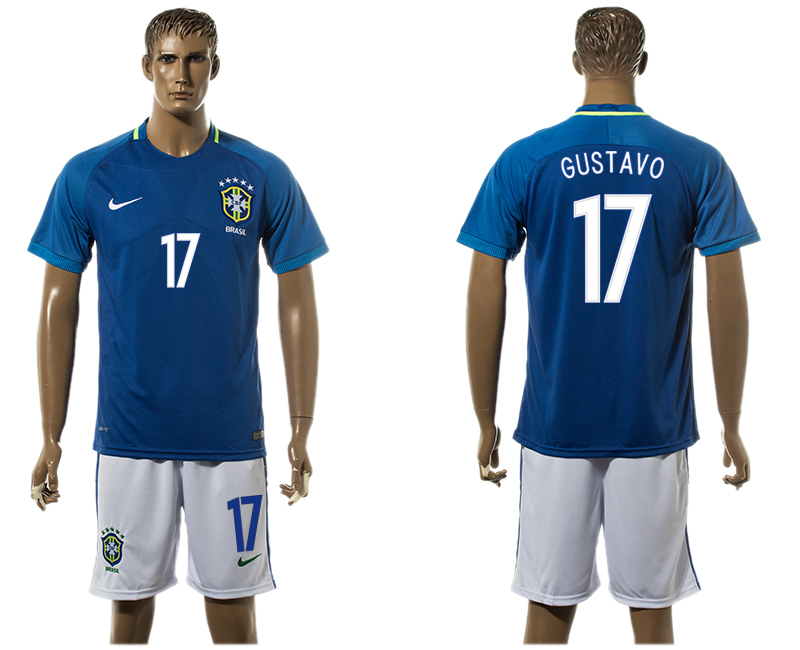 Brazil 17 GUSTAVO Away 2016 Copa America Centenario Soccer Jersey