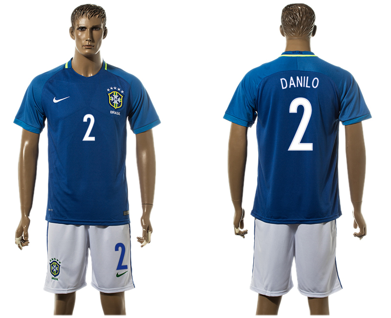 Brazil 2 DANILO Away 2016 Copa America Centenario Soccer Jersey