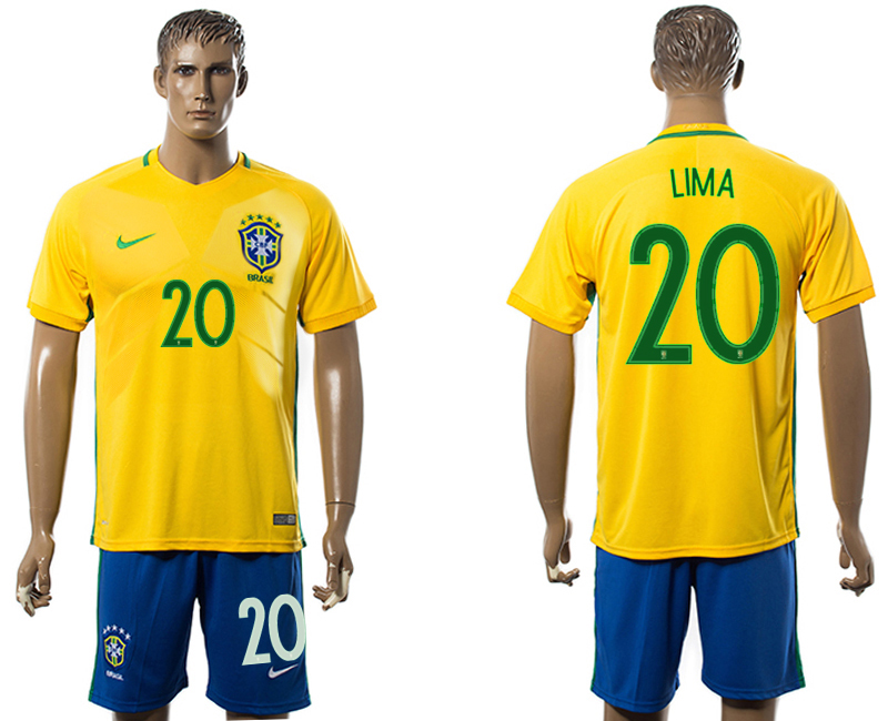 Brazil 20 LIMA Home 2016 Copa America Centenario Soccer Jersey