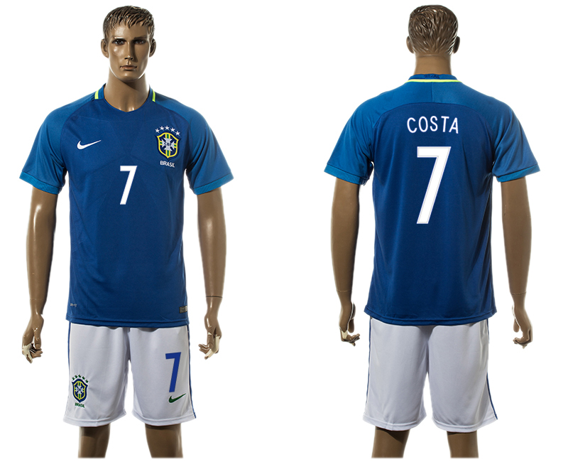 Brazil 7 COSTA Away 2016 Copa America Centenario Soccer Jersey