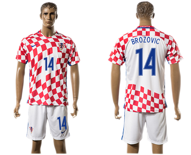 Croatia 14 BROZOVIC Home UEFA Euro 2016 Soccer Jersey