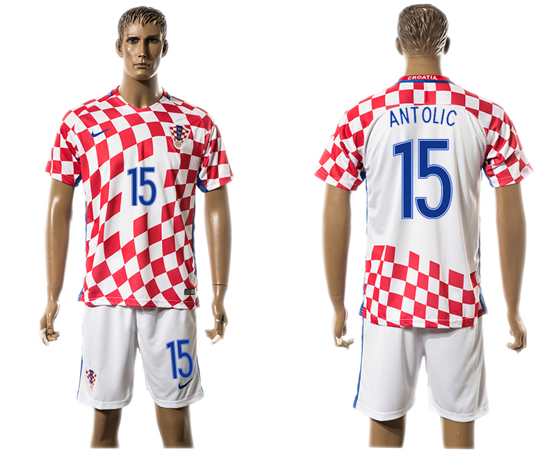 Croatia 15 ANTOLIC Home UEFA Euro 2016 Soccer Jersey