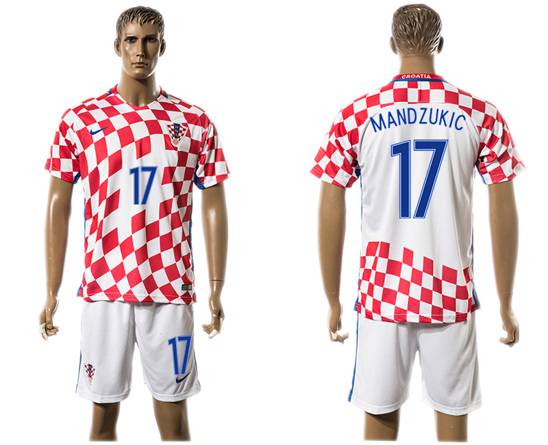 Croatia 17 MANDZUKIC Home UEFA Euro 2016 Soccer Jersey