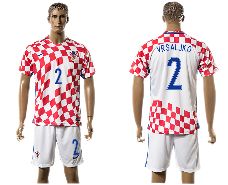 Croatia 2 VRSALJKO Home UEFA Euro 2016 Soccer Jersey