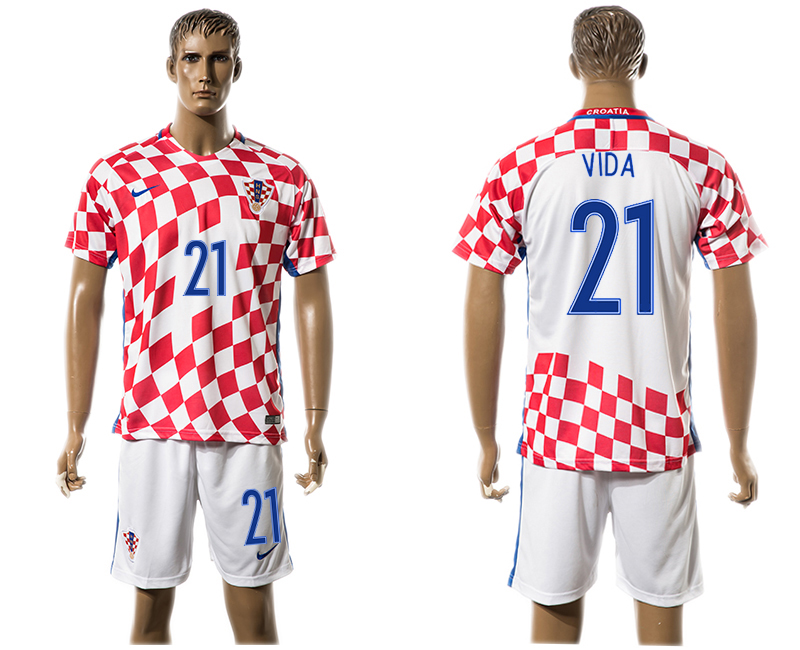 Croatia 21 VIDA Home UEFA Euro 2016 Soccer Jersey