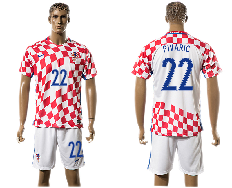 Croatia 22 PIVARIC Home UEFA Euro 2016 Soccer Jersey