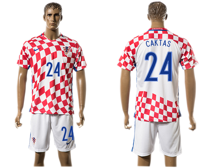 Croatia 24 CAKTAS Home UEFA Euro 2016 Soccer Jersey