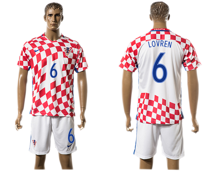 Croatia 6 LOVREN Home UEFA Euro 2016 Soccer Jersey