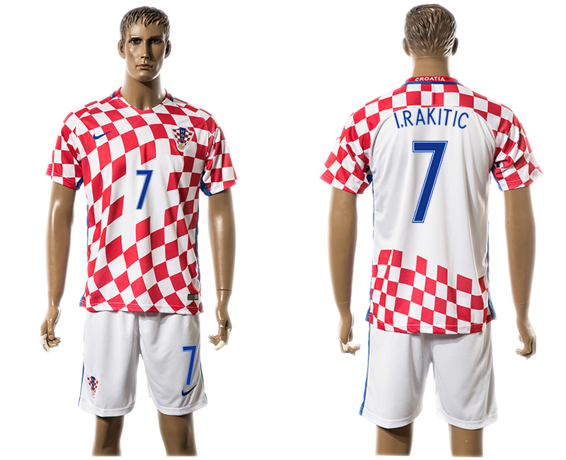 Croatia 7 I.RAKITIC Home UEFA Euro 2016 Soccer Jersey