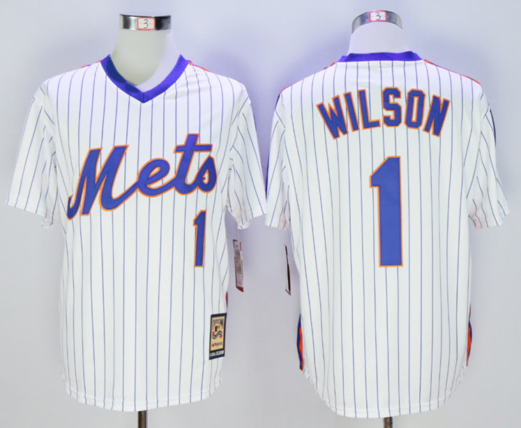 Mets 1 Mookie Wilson White Cool Base Cooperstown Collection Jersey