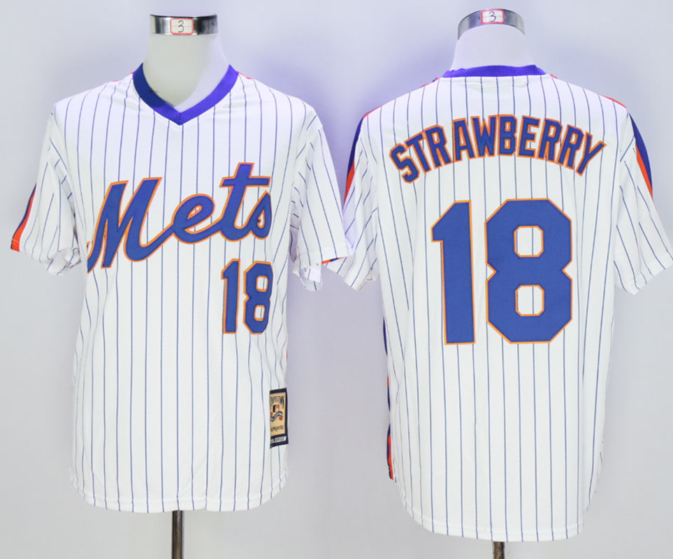Mets 18 Darryl Strawberry White Cool Base Cooperstown Collection Jersey