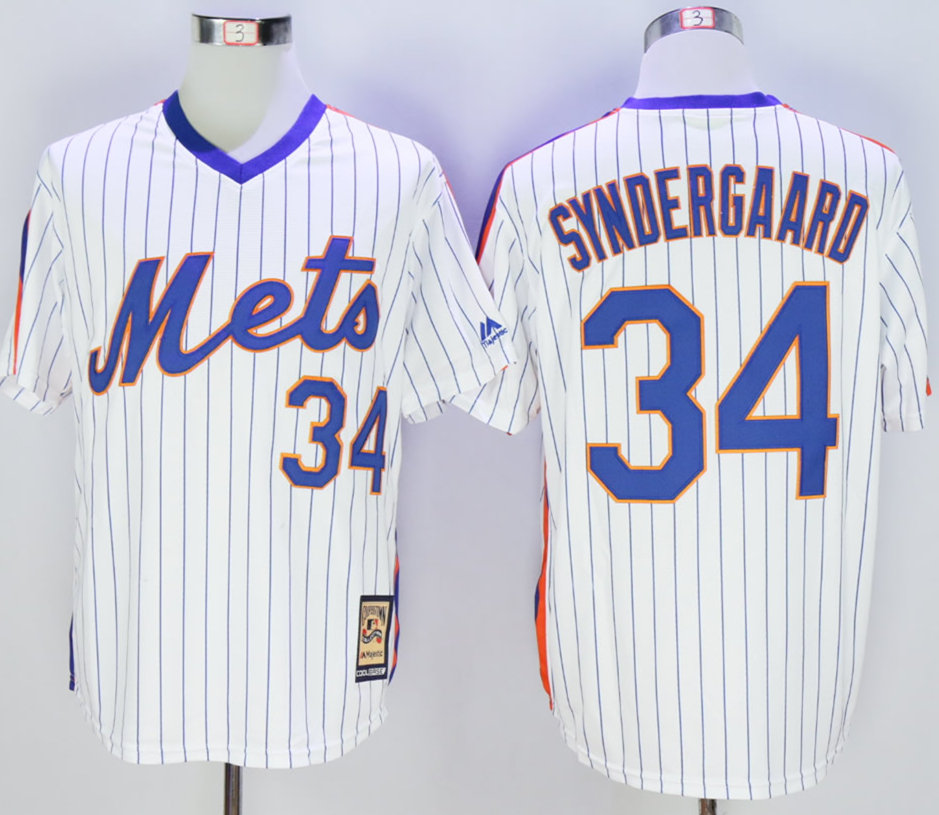 Mets 34 Noah Syndergaard White Cool Base Cooperstown Collection Jersey