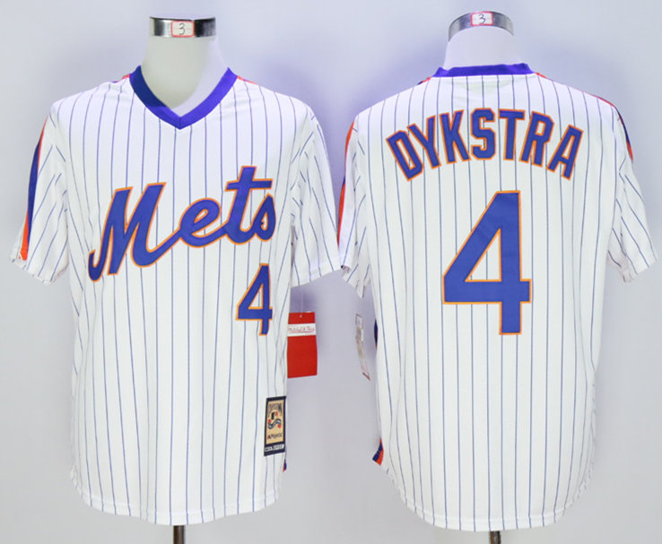 Mets 4 Lenny Dykstra White Cool Base Cooperstown Collection Jersey