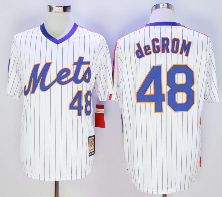 Mets 48 Jacob deGrom White Cool Base Cooperstown Collection Jersey
