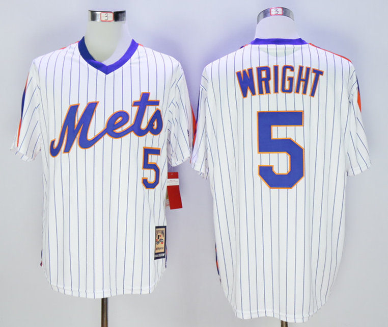 Mets 5 David Wright White Cool Base Cooperstown Collection Jersey