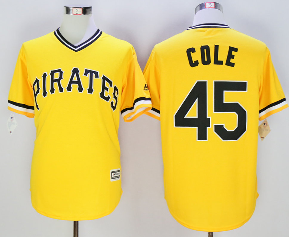 Pirates 45 Gerrit Cole Gold New Cool Base Jersey