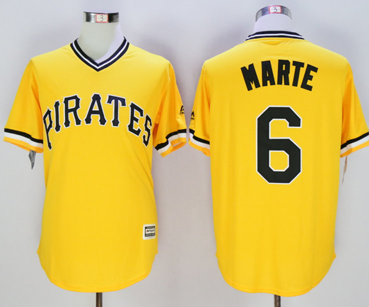 Pirates 6 Starling Marte Gold New Cool Base Jersey