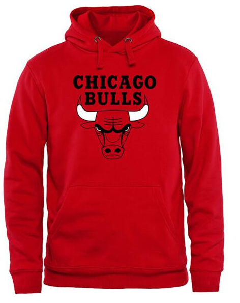 Bulls Team Logo Red Pullover Hoodie - Click Image to Close