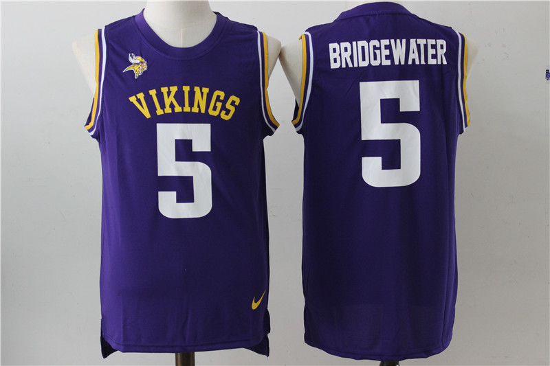 Nike Vikings 5 Teddy Bridgewater Purple Player Name & Number Tank Top