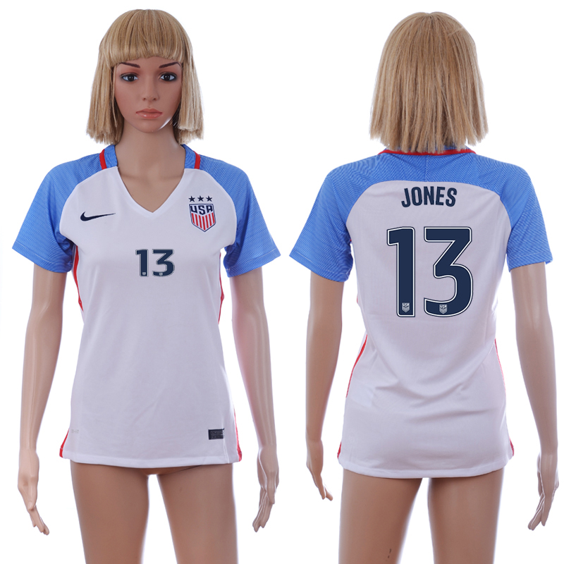 USA 13 JONES Home Women 2016 Copa America Centenario Soccer Jersey