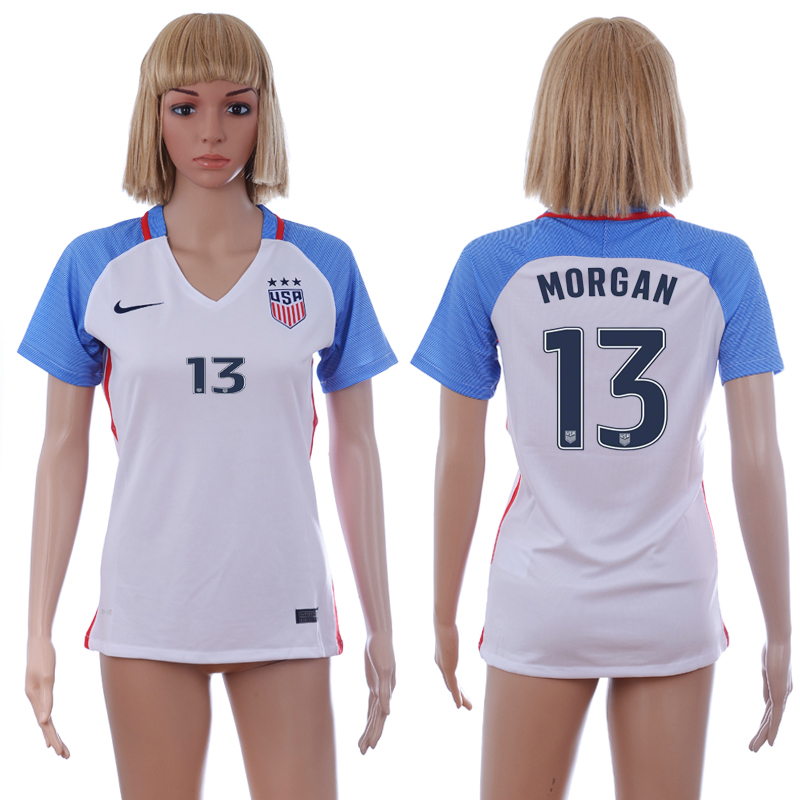 USA 13 MORGAN Home Women 2016 Copa America Centenario Soccer Jersey
