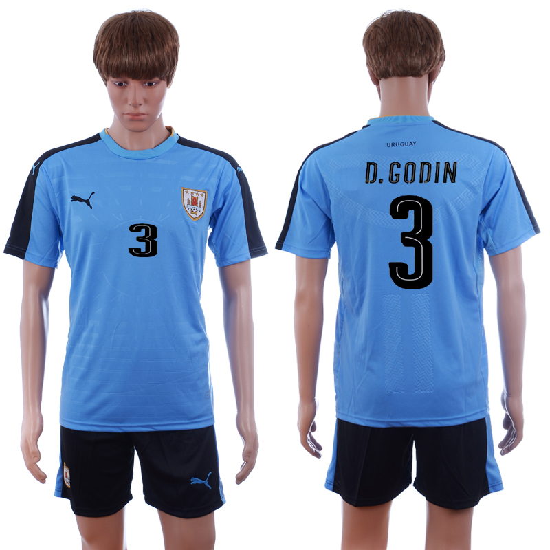 2016-17 Uruguay 3 D.GODIN Home Soccer Jersey