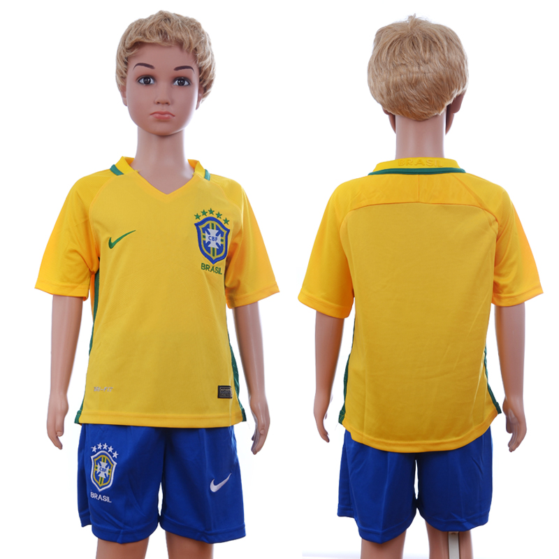 Brazil Home Youth 2016 Copa America Centenario Soccer Jersey