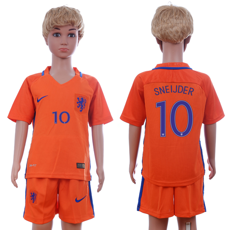 2016-17 Netherlands 10 SNEIJDER Home Youth Soccer Jersey