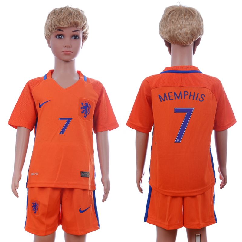 2016-17 Netherlands 7 MEMPHIS Home Youth Soccer Jersey