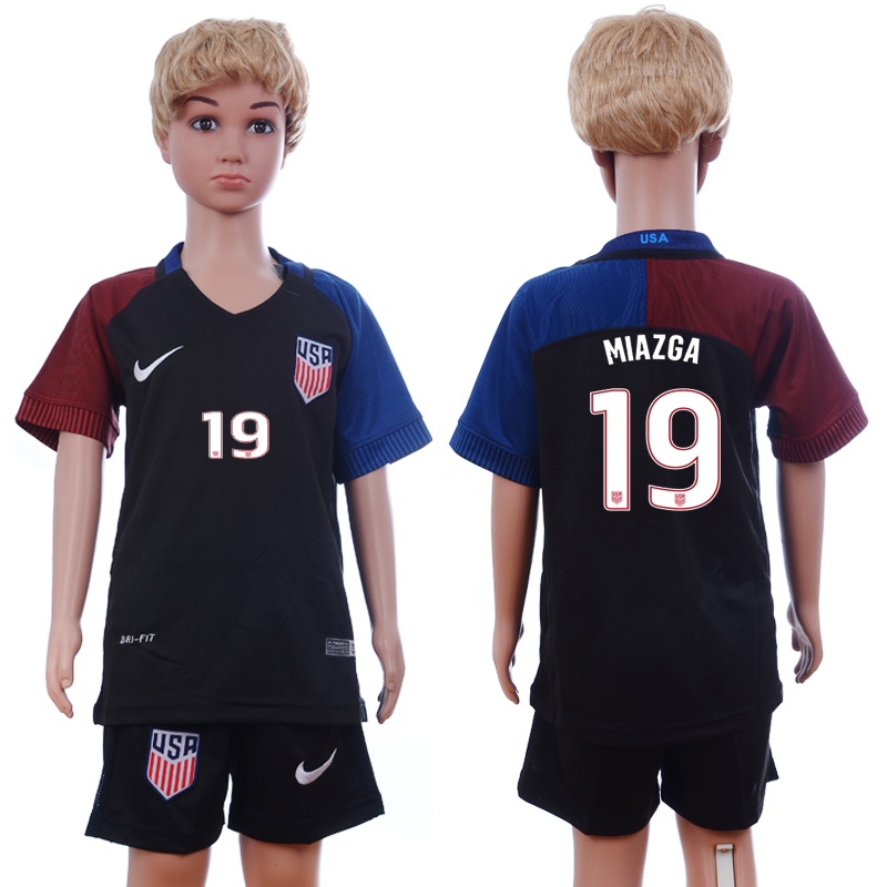 USA 19 MIAZGA Away Youth 2016 Copa America Centenario Soccer Jersey