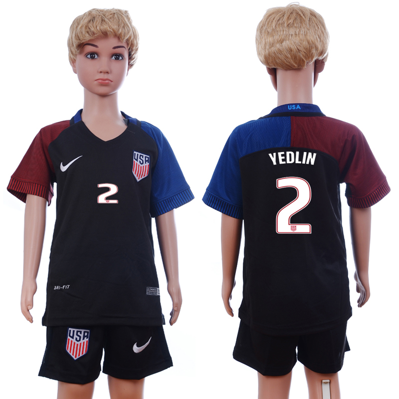 USA 2 YEDLIN Away Youth 2016 Copa America Centenario Soccer Jersey