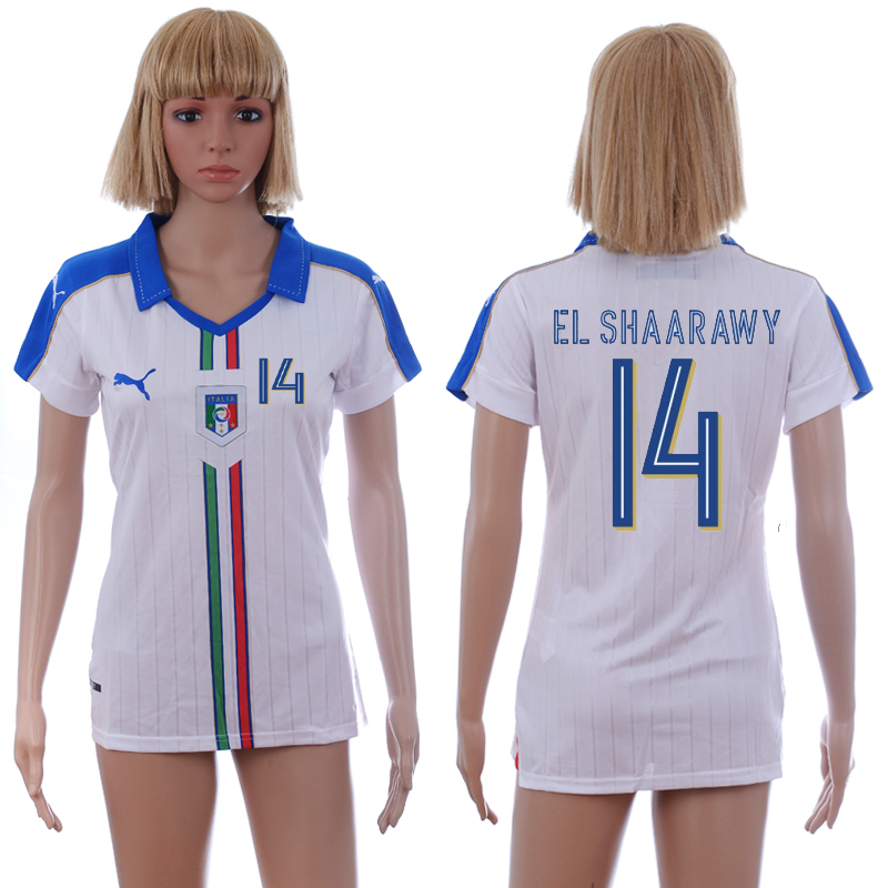 Italy 14 EL SHAARAWY Away Women UEFA Euro 2016 Soccer Jersey