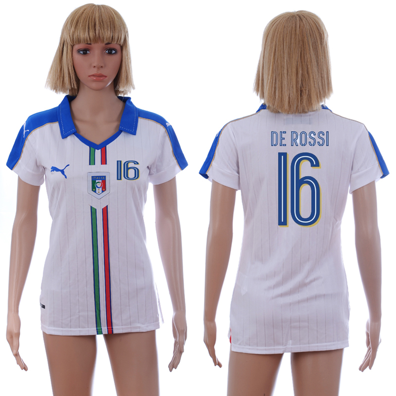 Italy 16 DE ROSSI Away Women UEFA Euro 2016 Soccer Jersey