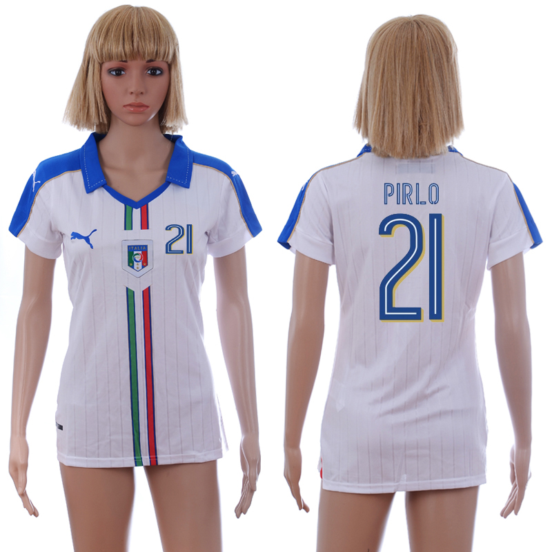 Italy 21 PIRLO Away Women UEFA Euro 2016 Soccer Jersey