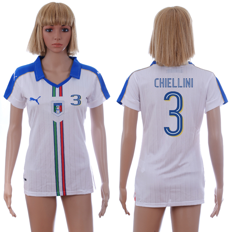 Italy 3 CHIELLINI Away Women UEFA Euro 2016 Soccer Jersey