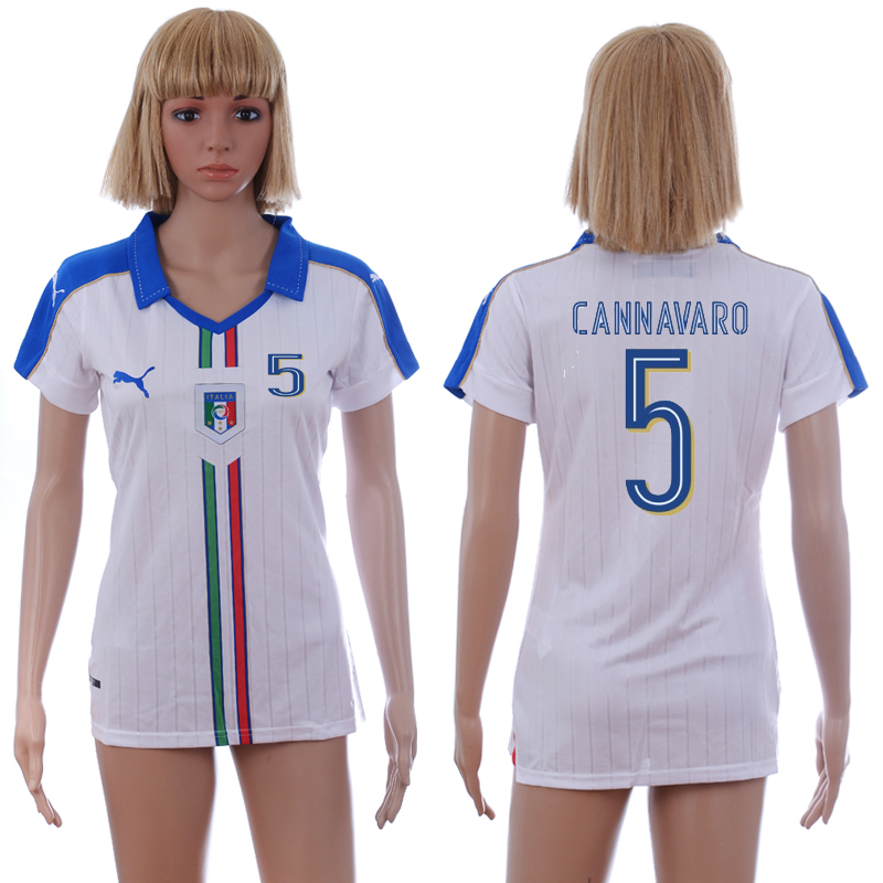 Italy 5 CANNAVARO Away Women UEFA Euro 2016 Soccer Jersey
