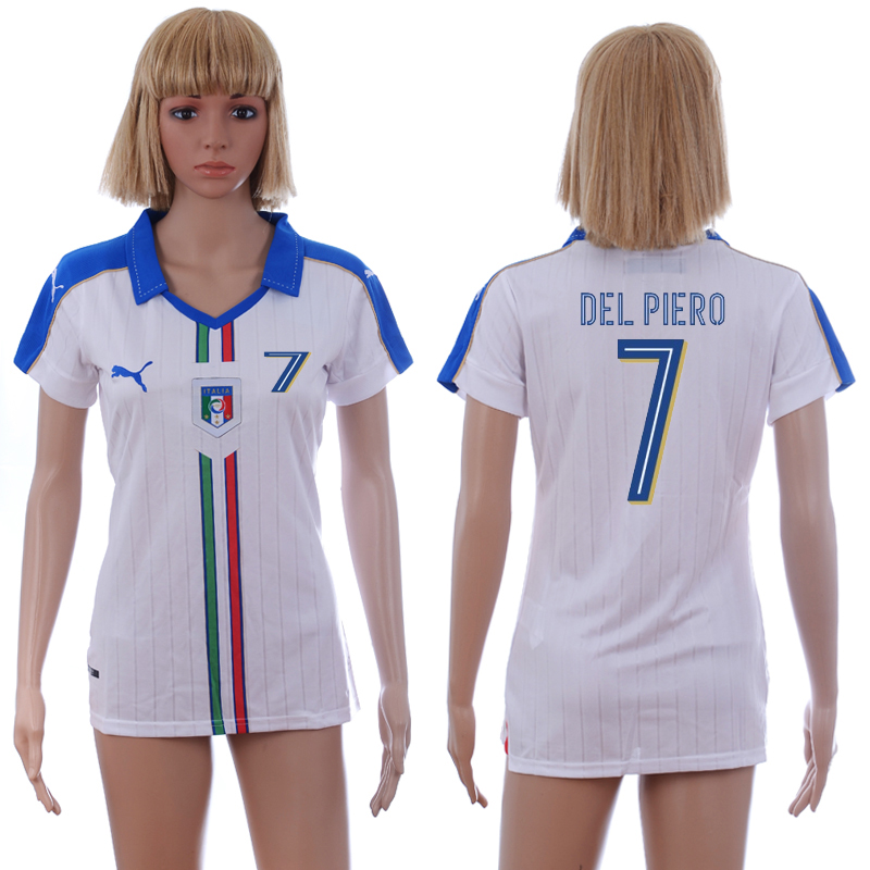 Italy 7 DEL PIERO Away Women UEFA Euro 2016 Soccer Jersey