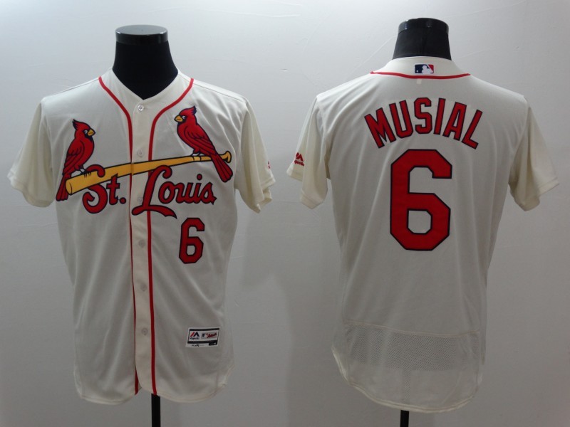 Cardinals 6 Stan Musial Cream Flexbase Jersey Cardinals 6 Stan Musial Cream Flexbase Jersey