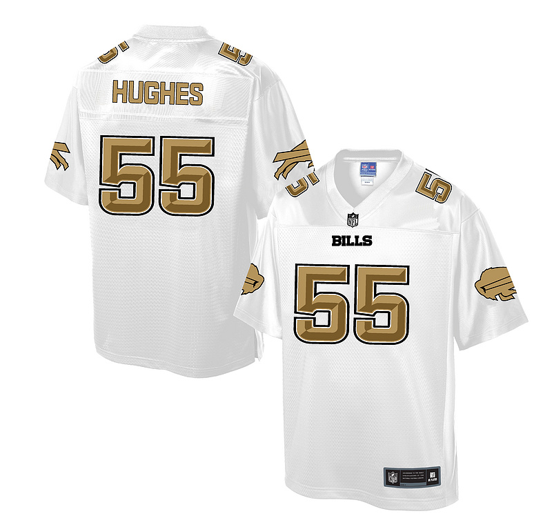 Nike Bills 55 Jerry Hughes White Pro Line Elite Jersey