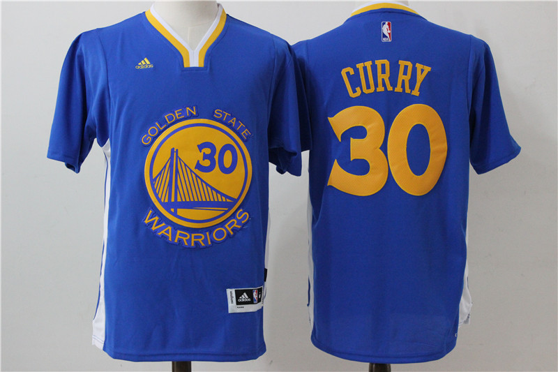 Warriors 30 Stephen Curry Blue Short Sleeve Swingman Jersey - Click Image to Close